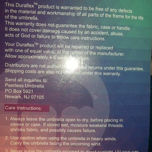 Peerless Umbrella Fiberglass shaft & rib Windproof - Picture 5 of 13